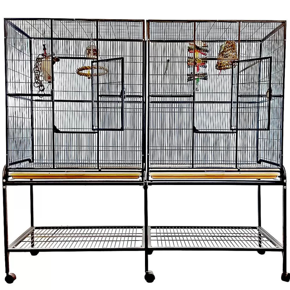 Cages<A&E Cage Company Double Flight Bird Cage Black