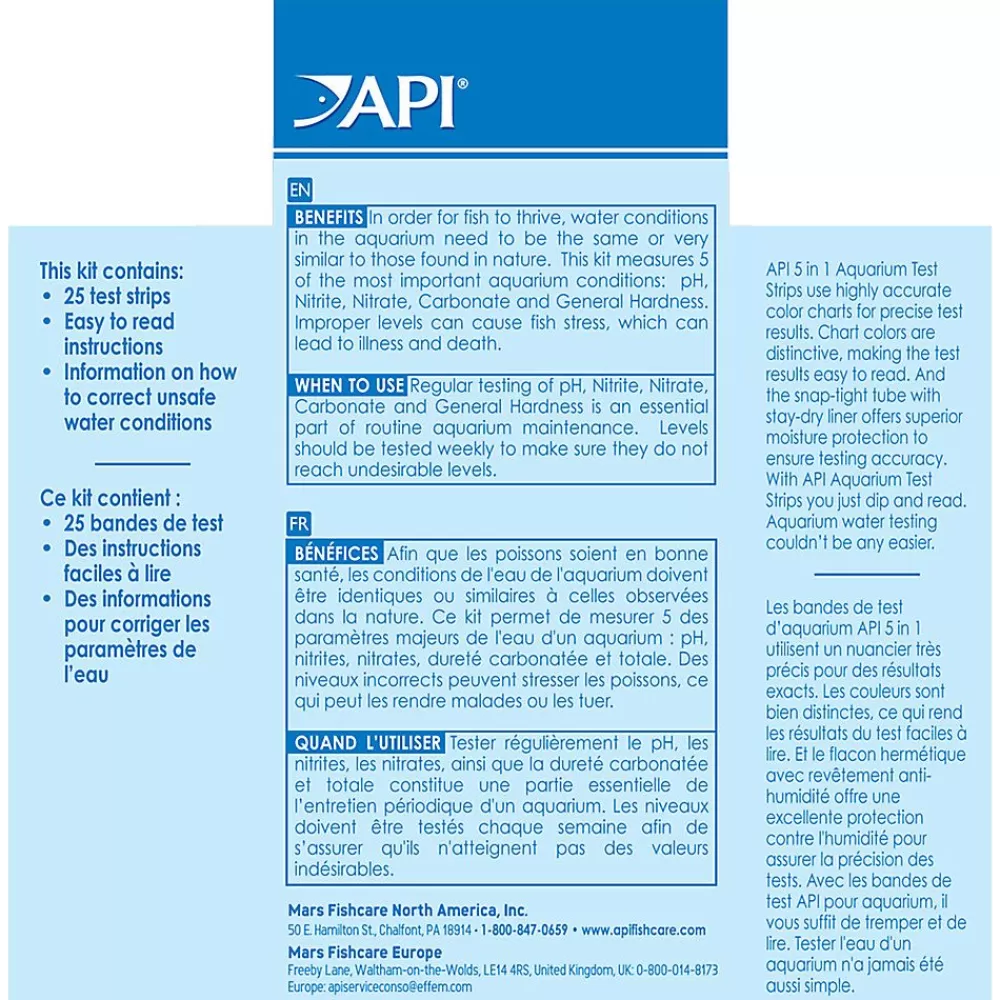 Water Quality Testers<API ® 5 In 1 Aquarium Test Strips