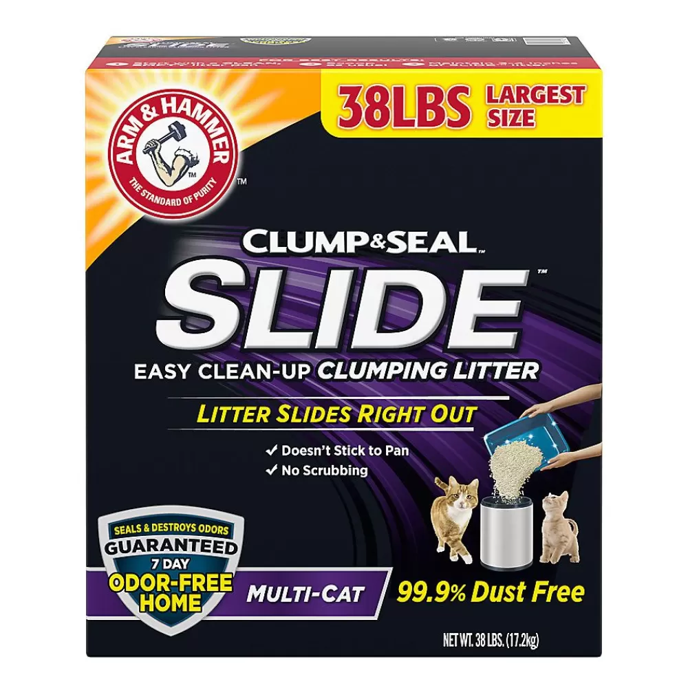 Litter<Arm & Hammer Clump & Seal Slide Clumping Multi-Cat Clay Cat Litter - Low Dust