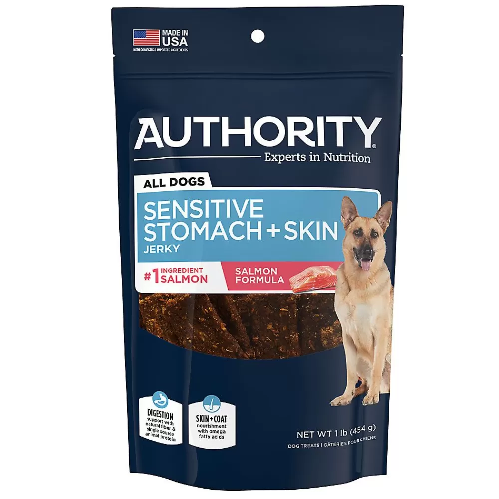 Jerky<Authority ® Sensitive Systems & Digestion Dog Jerky Treat - Salmon, 16 Oz.