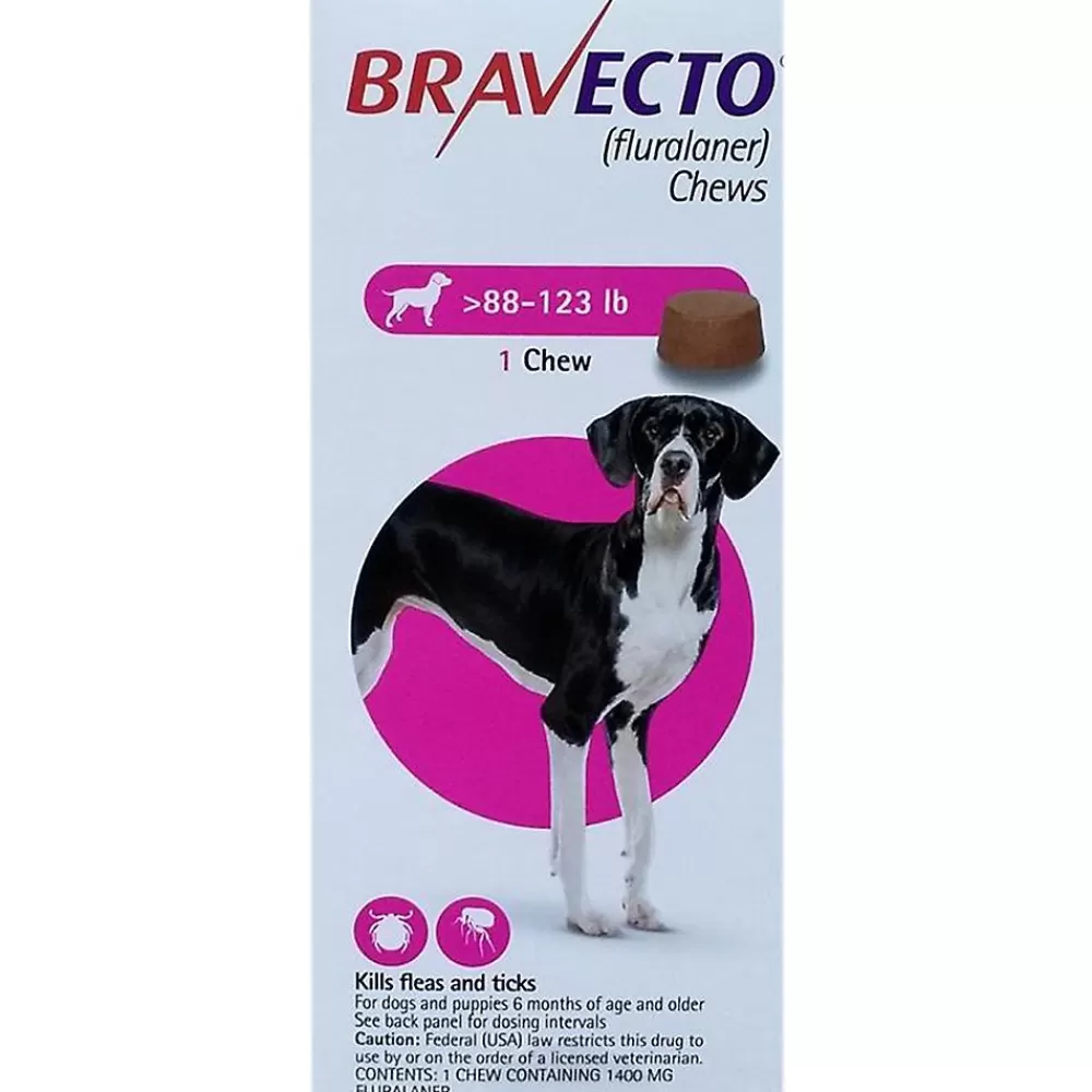Flea & Tick<Bravecto Chews 88-123 Lbs Pink, 1400 Mg 1 Chewable, 12 Weeks Acting