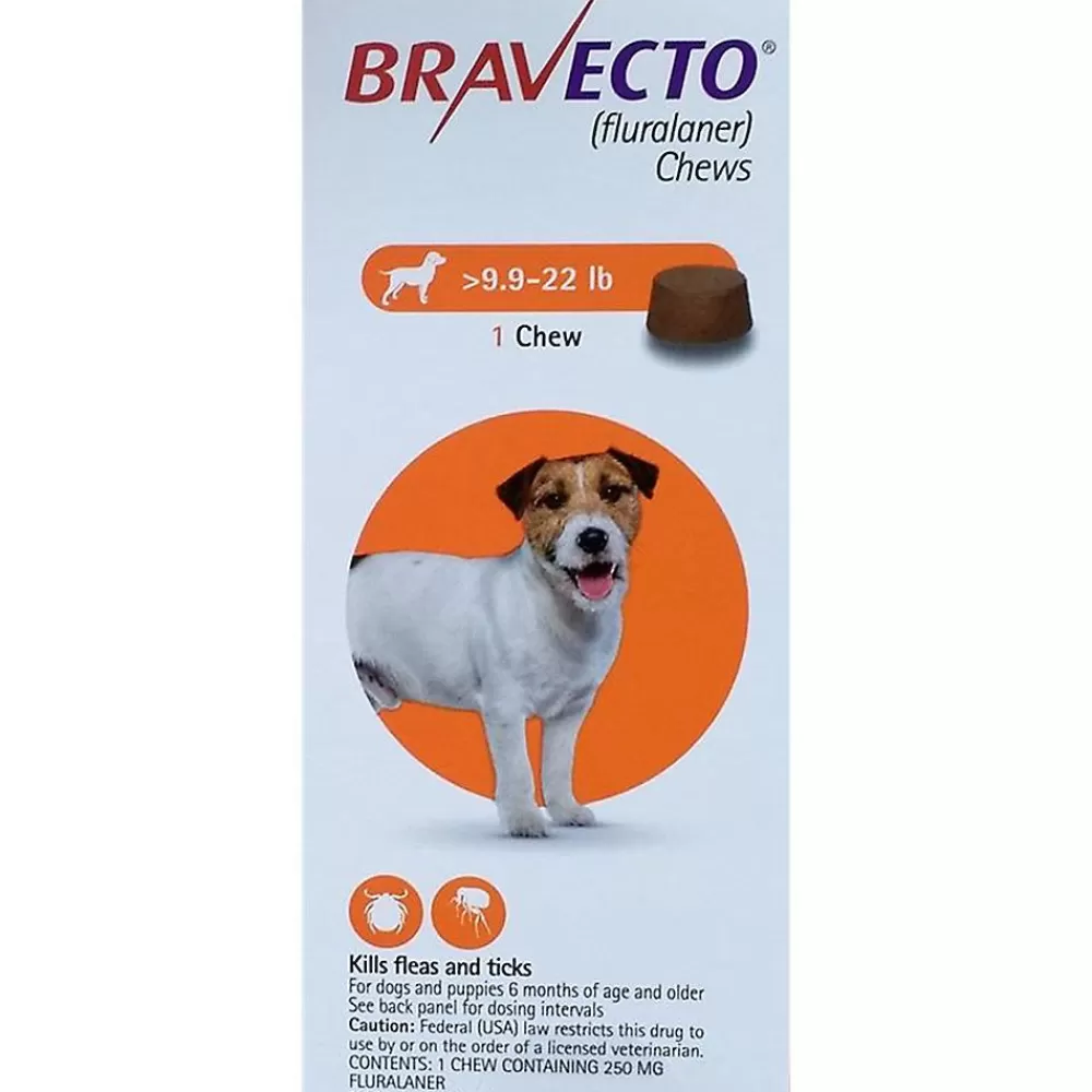 Flea & Tick<Bravecto Chews 9.9-22 Lbs Orange, 250 Mg 1 Chewable, 12 Weeks Acting