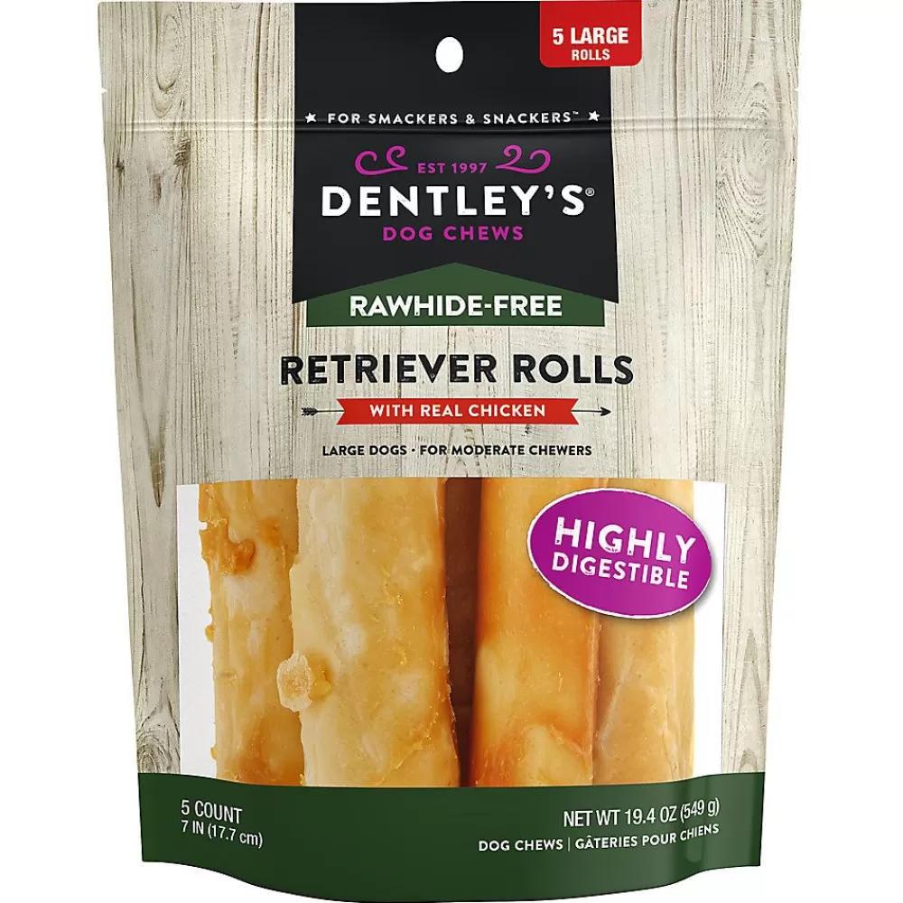 Bones & Rawhide<Dentley's ® Rawhide-Free 7" Retriever Rolls Dog Chew - Chicken, 5 Count