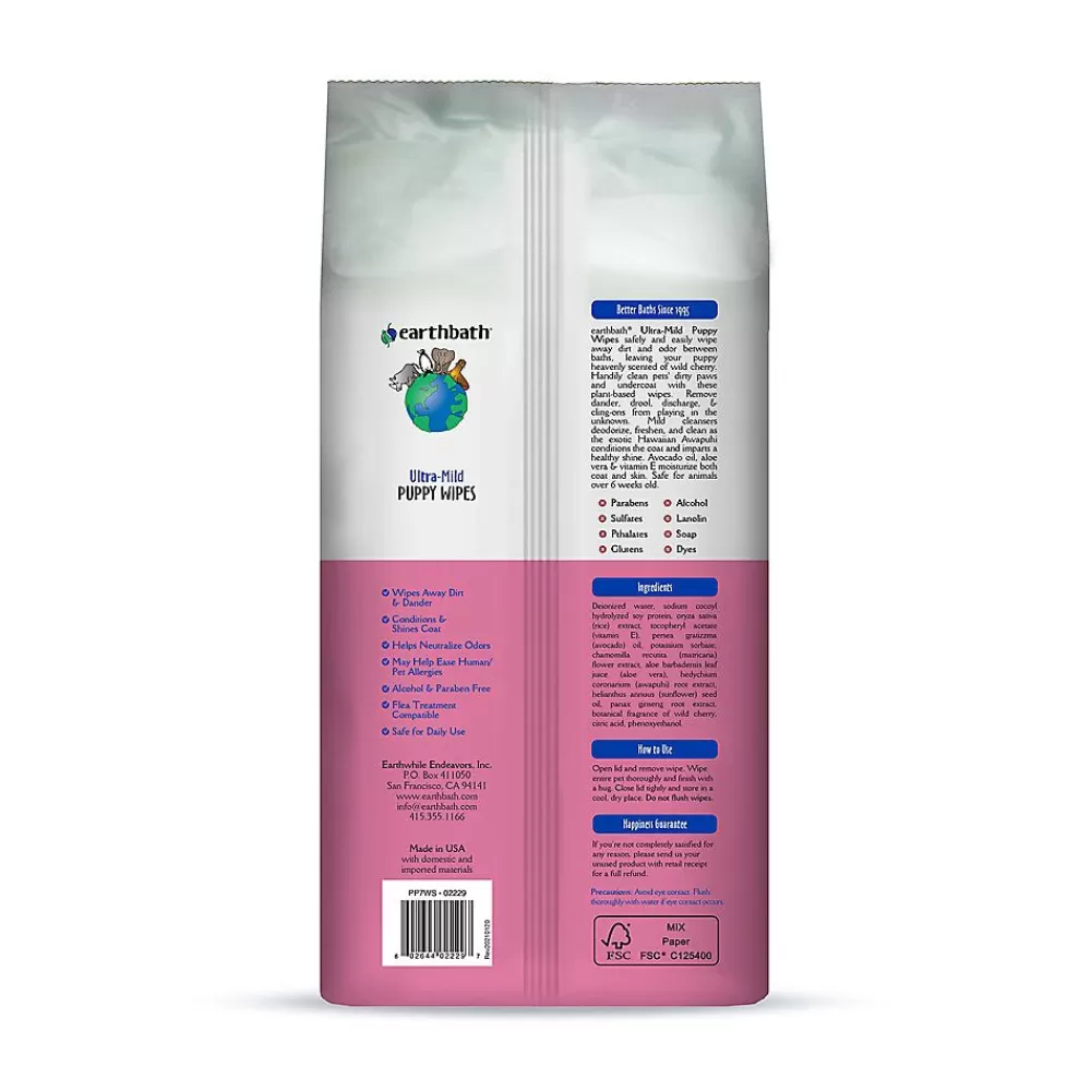 Grooming Supplies<Earthbath Eartbath Ultra-Mild Puppy Wipes - Wild Cherry - Clean, Condition - Xl Towels - 100Ct