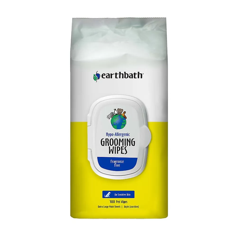 Grooming Supplies<Earthbath Hypo-Allergenic Fragrance Free Grooming Wipes For Pets - Sensitive Skin - Xl Towel - 100Ct
