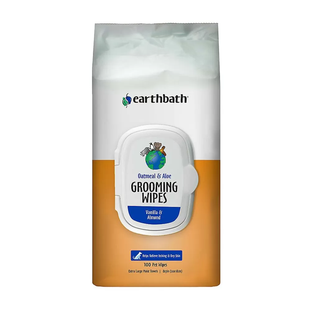 Grooming Supplies<Earthbath Oatmeal & Aloe, Vanilla & Almond Grooming Wipes For Pets - Xl Towels - 100Ct