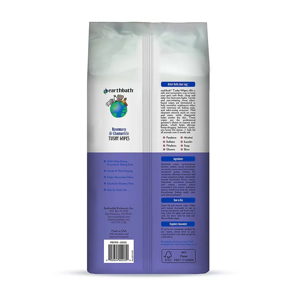 Grooming Supplies<Earthbath Tushy Wipes For Pets - Rosemary & Chamomile - Neutralize Odors - Xl Towel - 100Ct