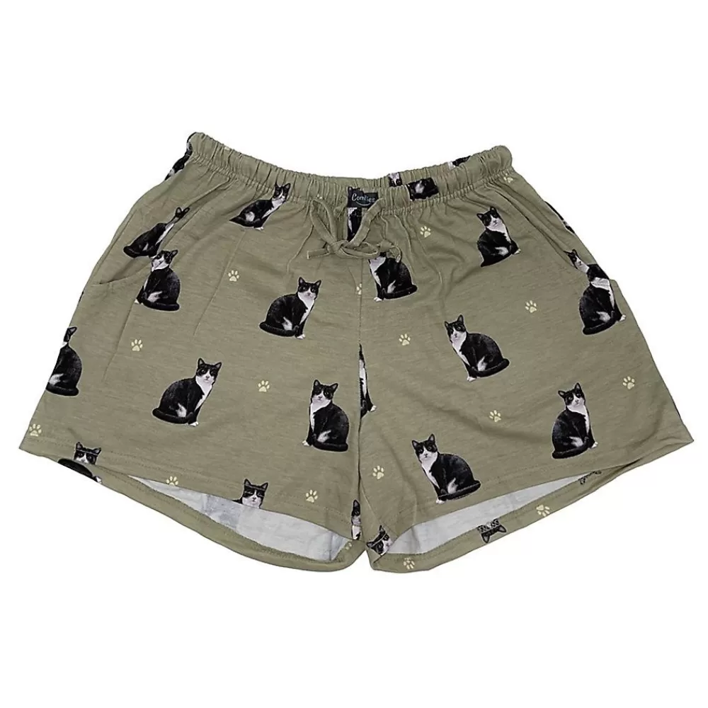 Pajamas<E&S Pets Black And White Cat Shorts For People