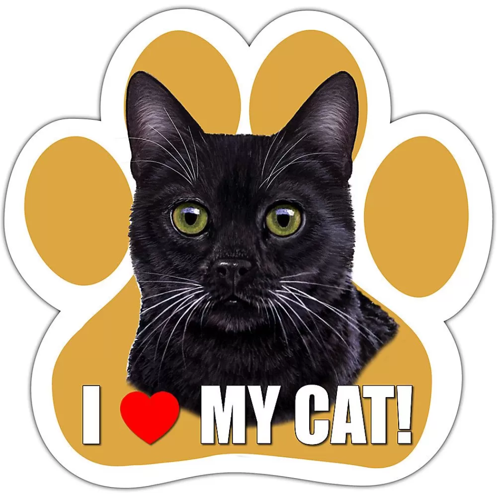Car Rides<E&S Pets Black Cat Paw Shaped Car Magnet