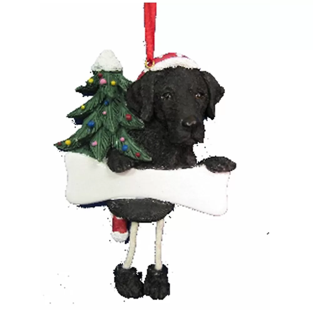 Ornaments<E&S Pets Personalized Black Labrador Dangling Legs Ornament