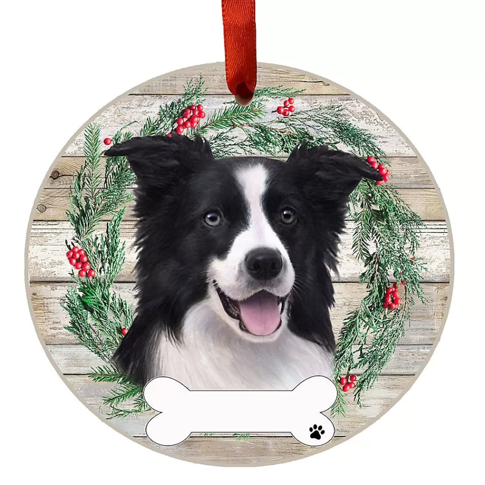 Ornaments<E&S Pets Personalized Border Collie Ceramic Holiday Ornament