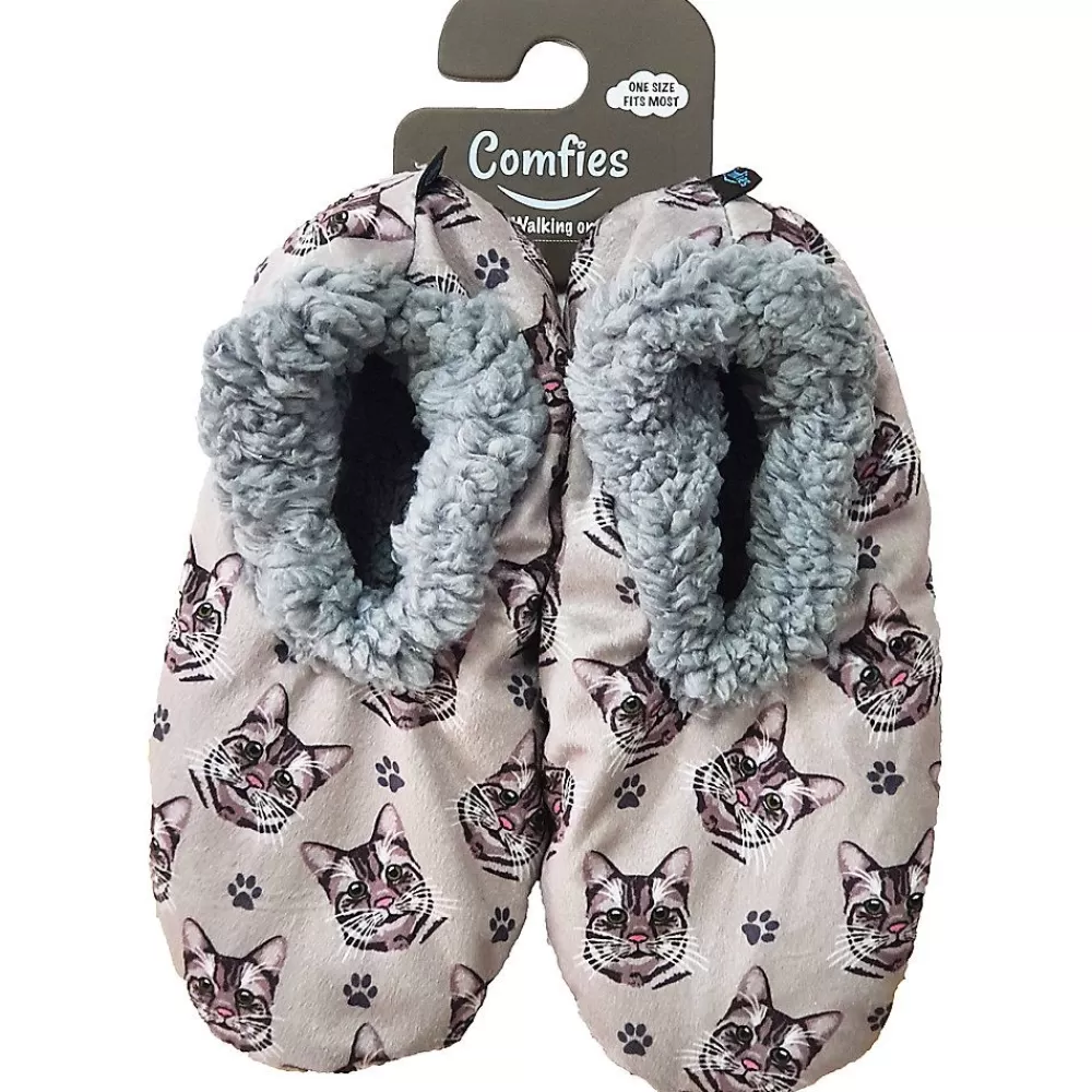 Slippers<E&S Pets Silver Tabby Cat Slippers For People