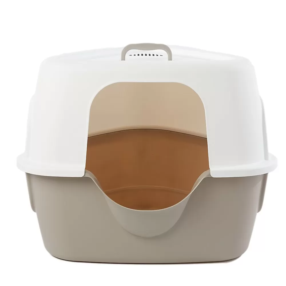Litter Boxes<ExquisiCat ® Hooded Corner Litter Pan Beige