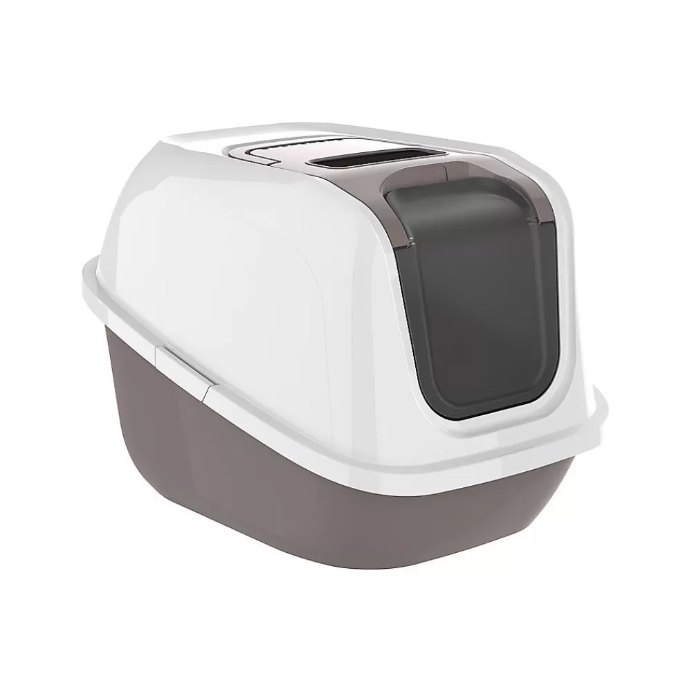 Litter Boxes<ExquisiCat ® Jumbo Flip Top Litter Pan With Door Taupe