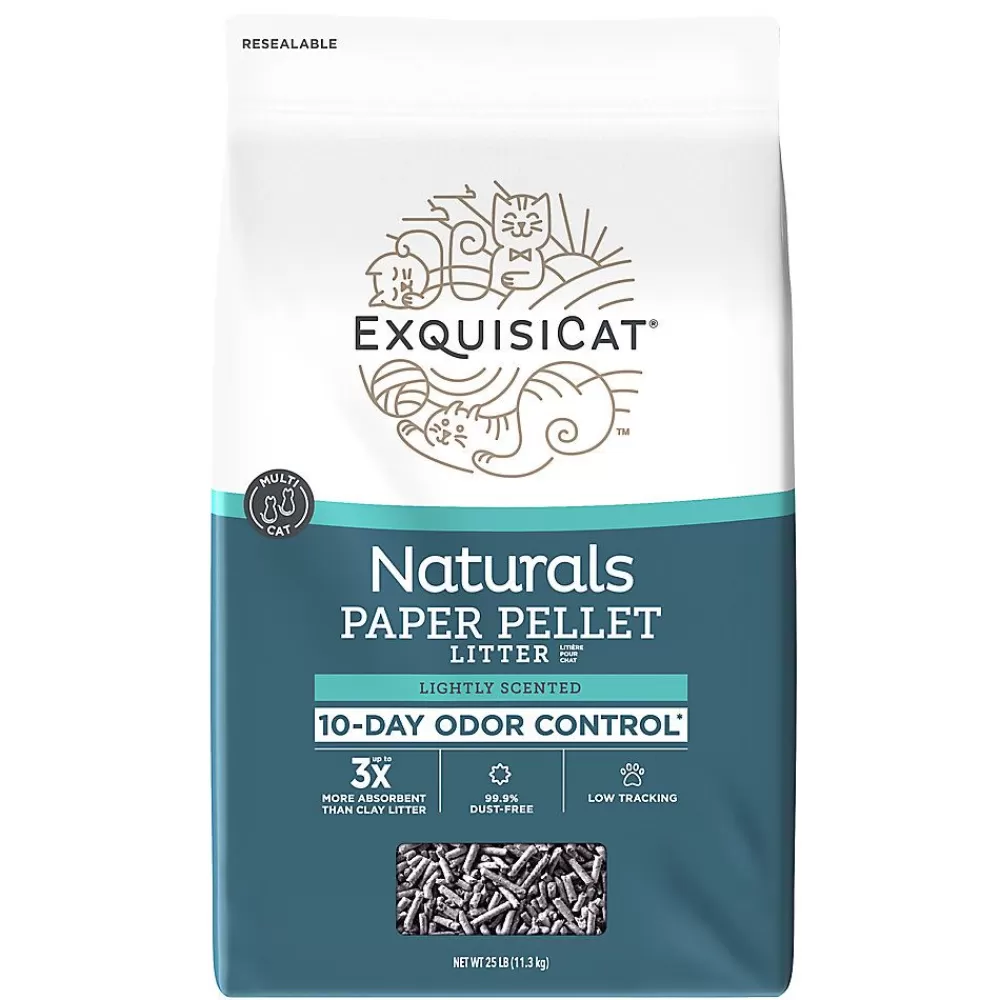 Litter<ExquisiCat Naturals Multi-Cat Paper Pellet Cat Litter - Scented, Low Dust, Low Tracking, Natural