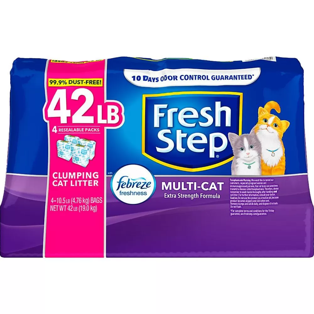 Litter<Fresh Step ® With Febreze Clumping Multi-Cat Clay Cat Litter - Scented, Low Dust