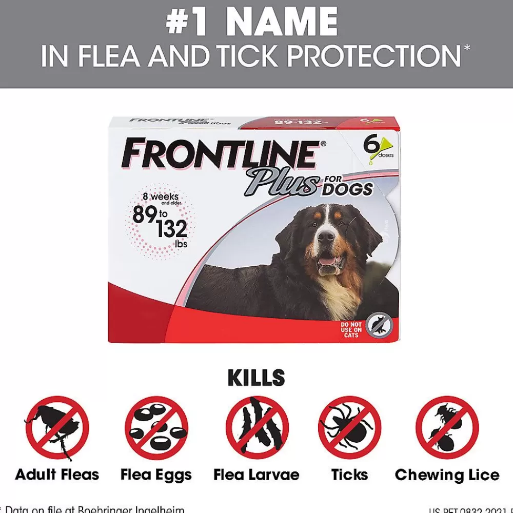 Flea & Tick<Frontline Plus Flea & Tick Dog Treatment 89-132 Lbs