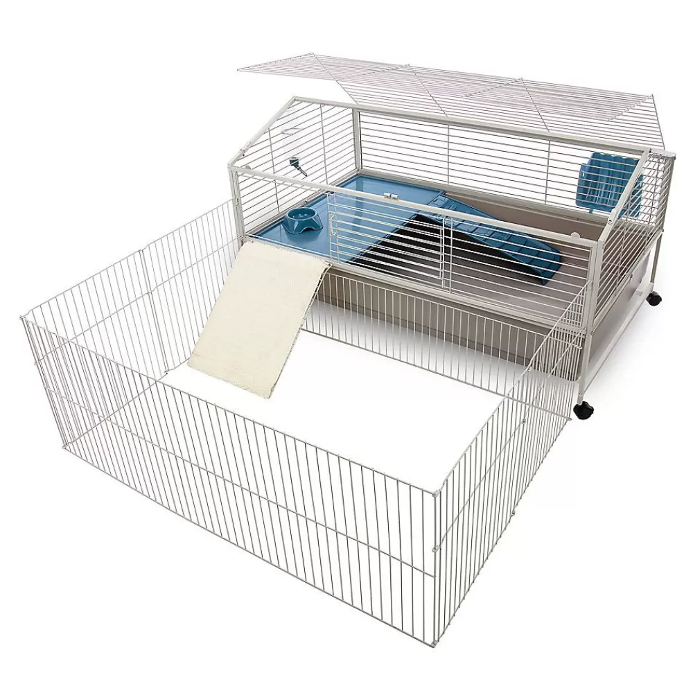 Cages, Habitats & Hutches<Full Cheeks Courtyard Rabbit Habitat - Includes Cage, Play Yard, Feeding & Cage Accessories