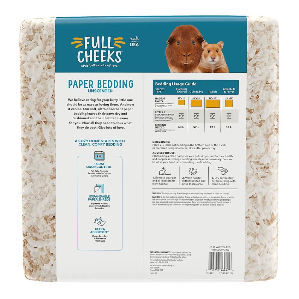 Guinea Pig<Full Cheeks Odor Control Small Pet Paper Bedding - Classic White