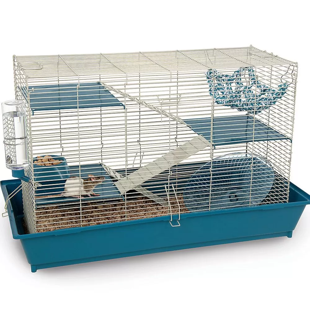 Cages, Habitats & Hutches<Full Cheeks Rat Starter Kit - Includes Cage, Bedding, Hammock, Wheel, Ramps, Bowl & Bottle Blue
