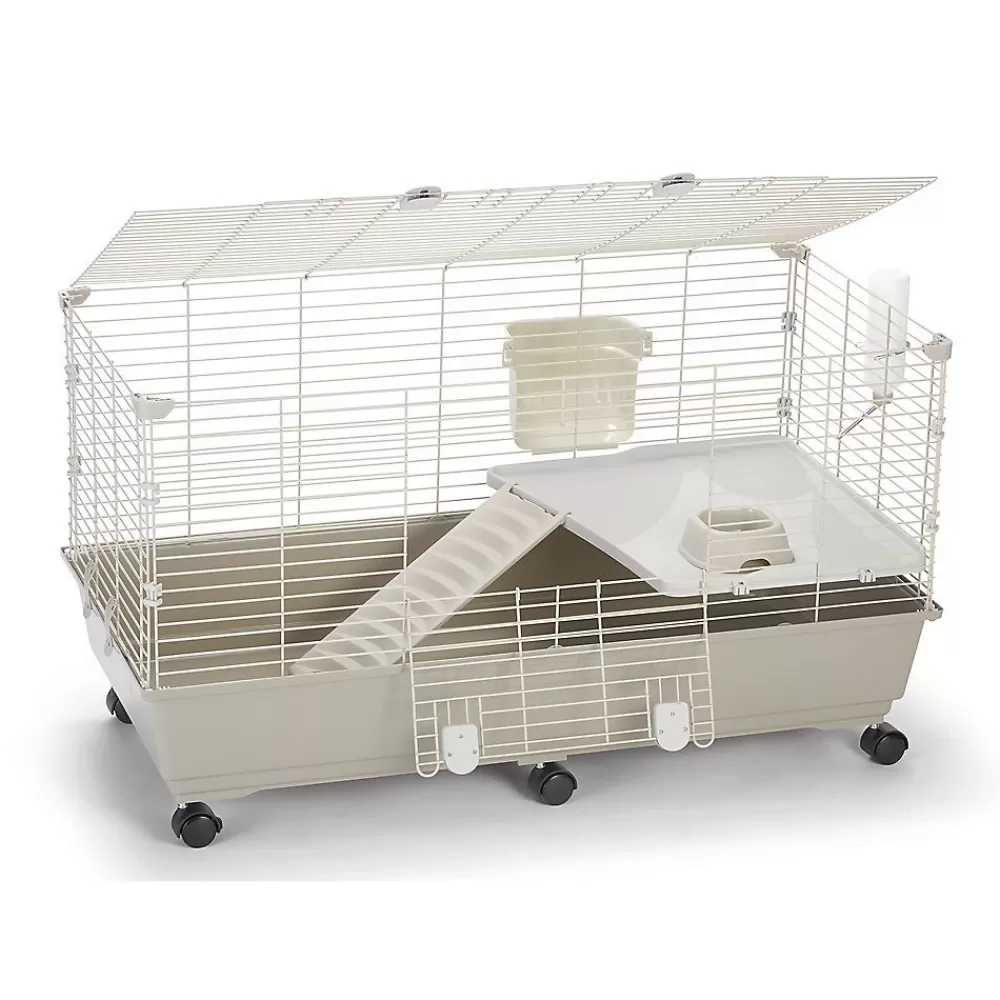 Cages, Habitats & Hutches<Full Cheeks Split-Level Rabbit Habitat - Includes Cage, Shelf, Ramp, Wheels, & Feeding Accs.