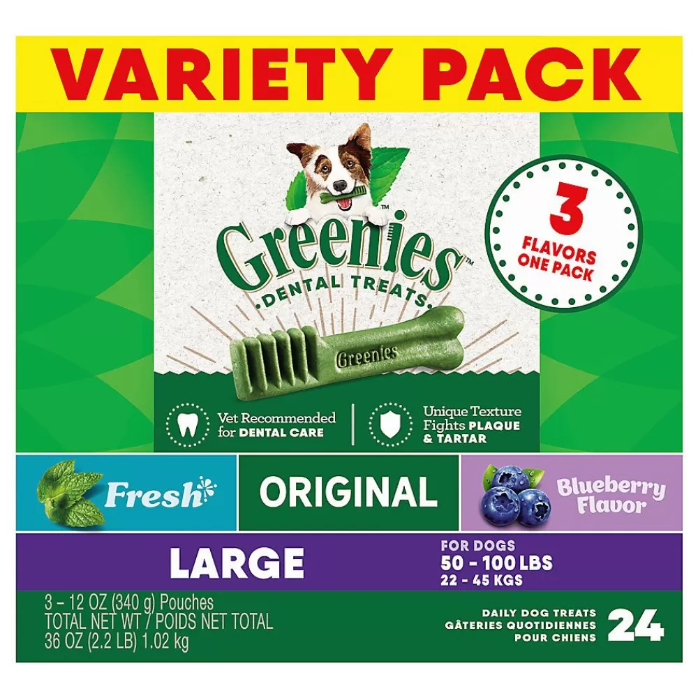 Dental Treats<Greenies Large Natural Adult Dog Dental Treats Variety Pack - Original, Minty & Blueberry