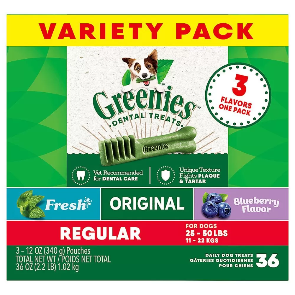 Dental Treats<Greenies Regular Natural Adult Dog Dental Treats Variety Pack - Original, Minty & Blueberry