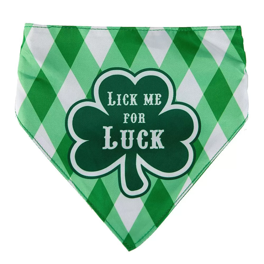Clothing & Shoes<Hip Doggie St. Patrick'S Day "Lick Me For Luck" Shamrock Reversible Scrunchy Dog Bandana