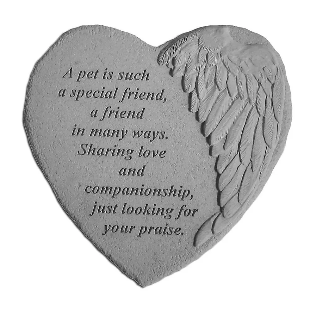 Stone<Kay Berry A Special Friend With Angels Wing Heart Shaped Pet Memorial Stone