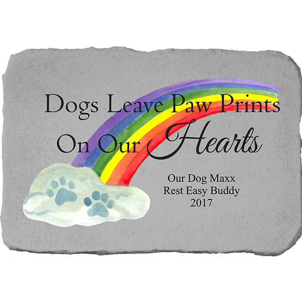 Personalized<Kay Berry Dogs Leave Paw Prints With Rainbow Personalized Memorial Stone