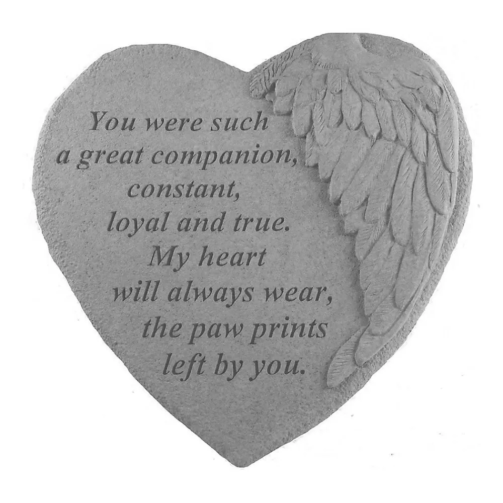 Stone<Kay Berry Great Companion With Angels Wing Heart Shaped Pet Memorial Stone
