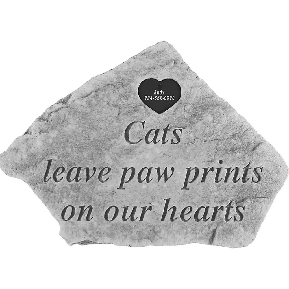 Personalized<Kay Berry Paw Print Heart Tag Personalized Cat Memorial Stone