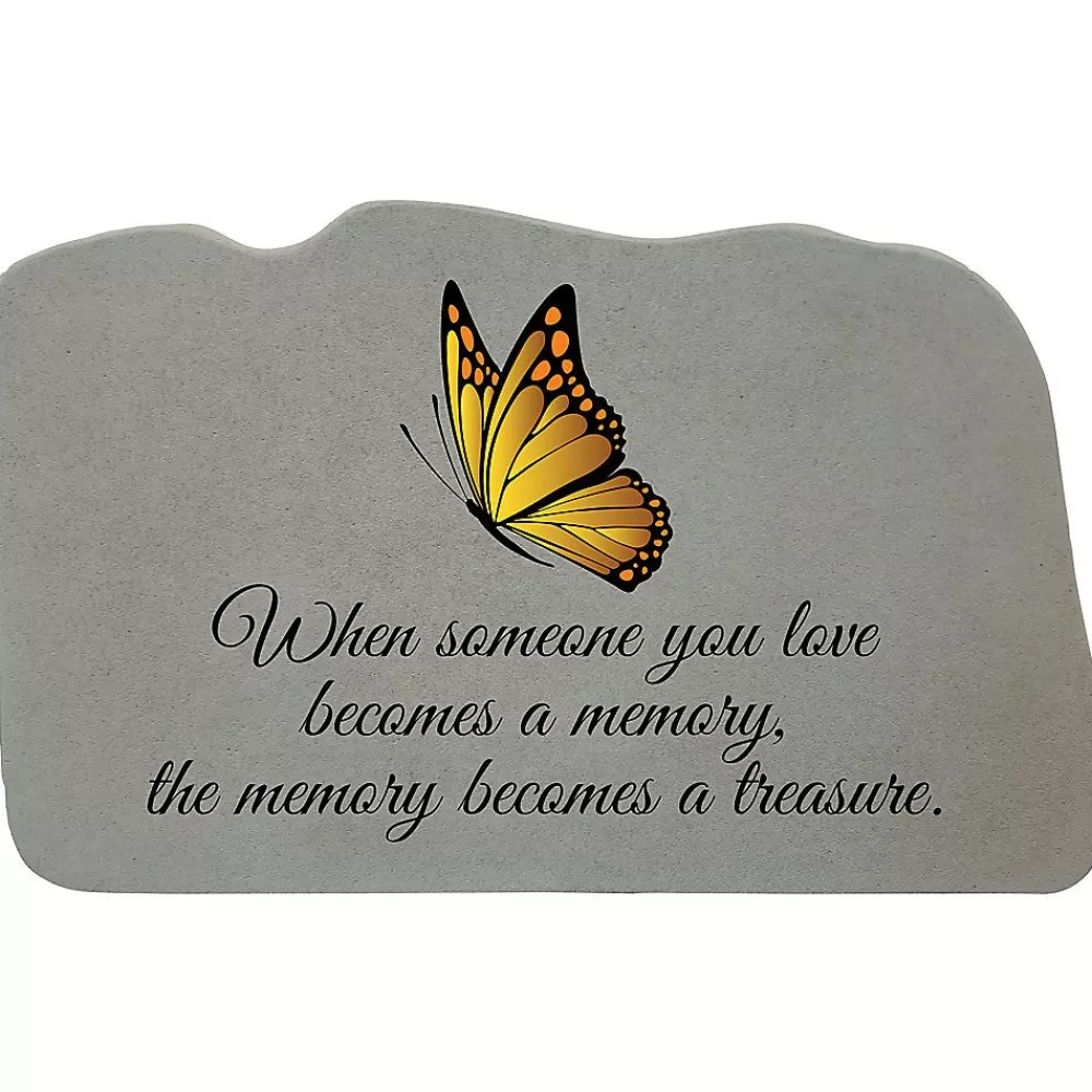 Stone<Kay Berry When Someone You Love With Yellow Butterfly Pet Memorial Stone