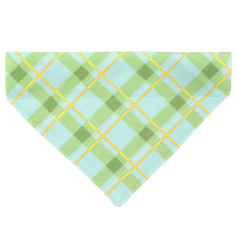 Clothing & Accessories<Made By Cleo ® Carmel Mint Plaid Slide-On Cat Bandana