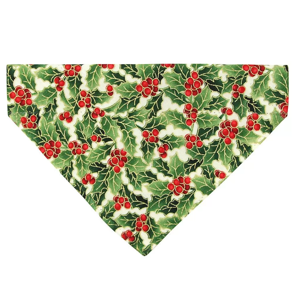 Collars, Harnessess & Leashes<Made By Cleo ® Holiday Holly Christmas Botanical Slide-On Cat Bandana