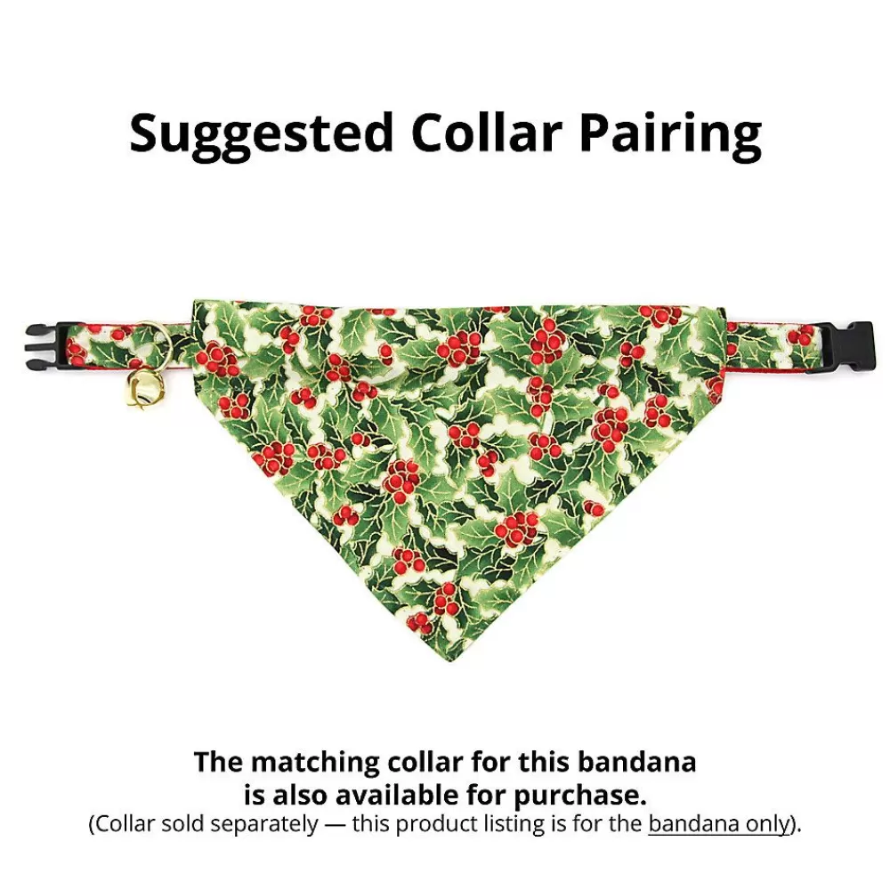 Collars, Harnessess & Leashes<Made By Cleo ® Holiday Holly Christmas Botanical Slide-On Cat Bandana