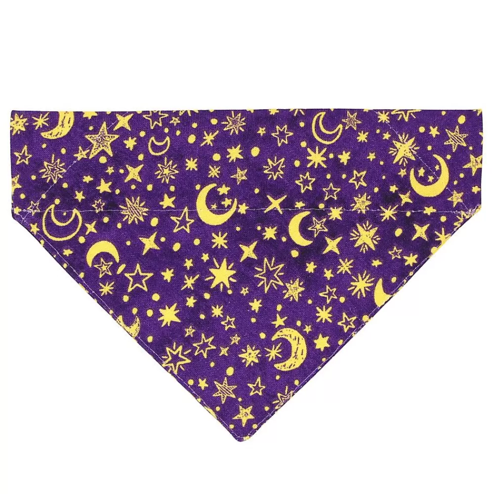Clothing & Accessories<Made By Cleo ® Moonlight Purple Moon & Stars Slide-On Cat Bandana