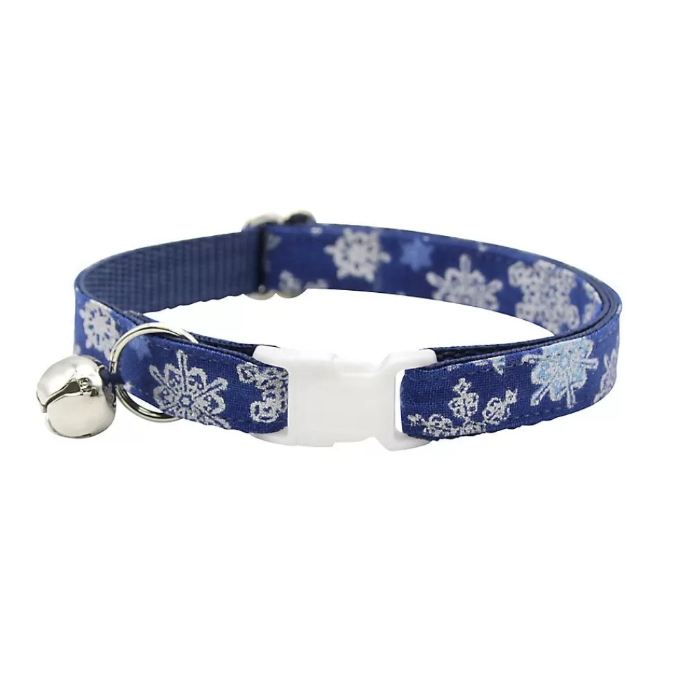 Collars, Harnessess & Leashes<Made By Cleo ® Shimmering Snowflakes Winter Blue Breakaway Cat Collar