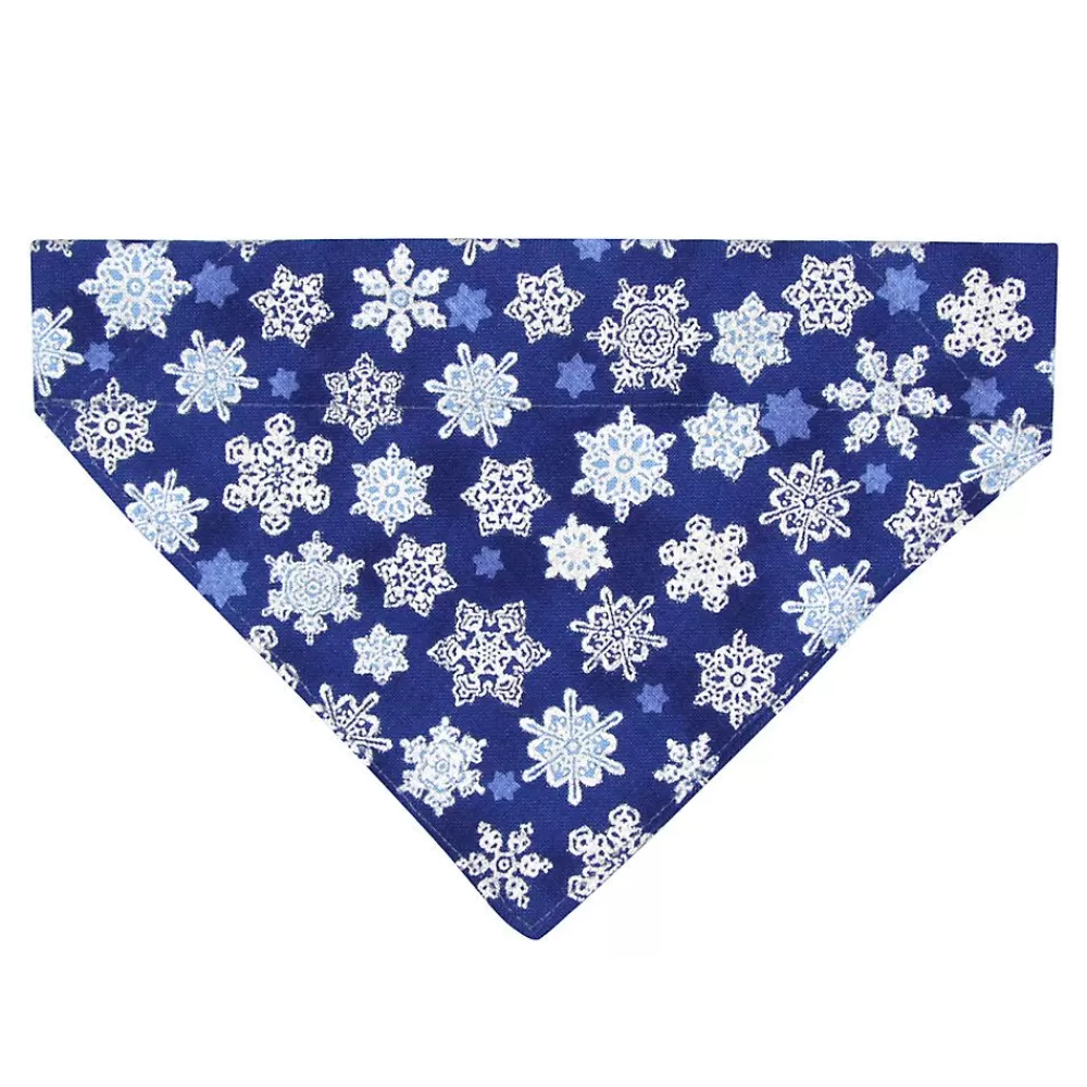 Clothing & Accessories<Made By Cleo ® Shimmering Snowflakes Winter Blue Slide-On Cat Bandana