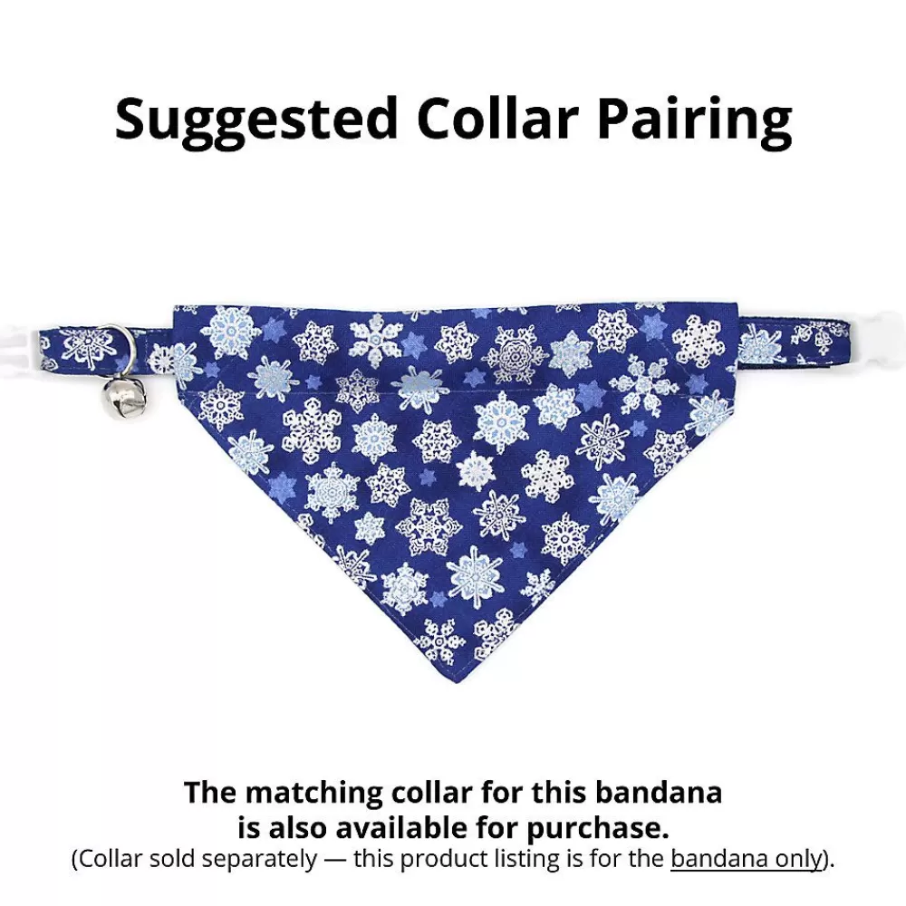 Collars, Harnessess & Leashes<Made By Cleo ® Shimmering Snowflakes Winter Blue Slide-On Cat Bandana