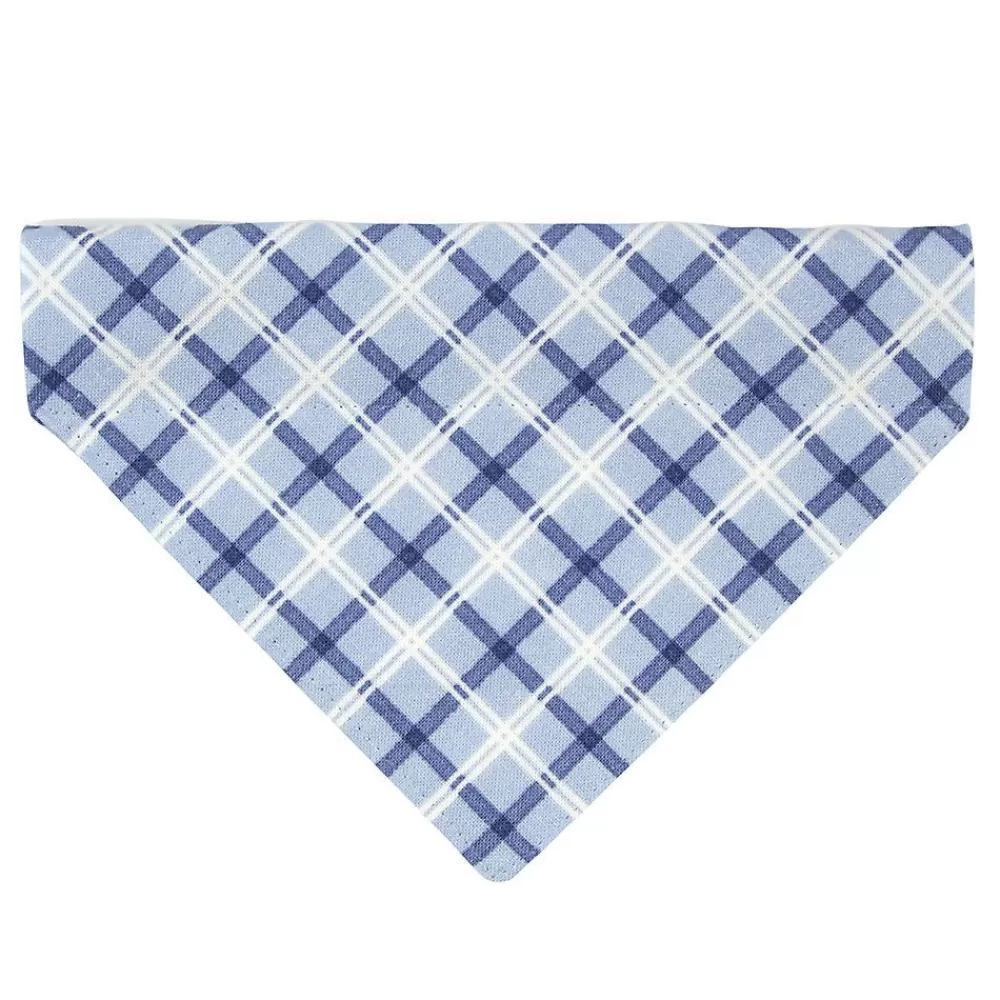 Clothing & Accessories<Made By Cleo ® Skye Blue Plaid Slide-On Cat Bandana