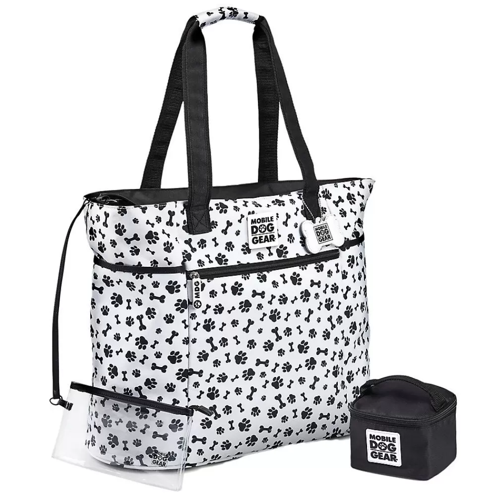 Airline Travel<Mobile Dog Gear Dogssentials Tote Travel Bag White & Black Paw Print