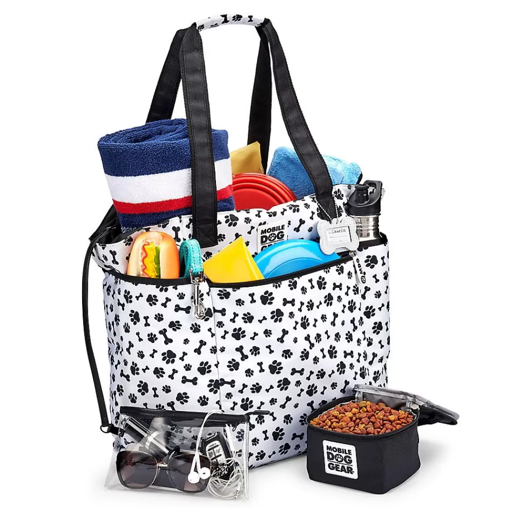 Day Trips<Mobile Dog Gear Dogssentials Tote Travel Bag White & Black Paw Print
