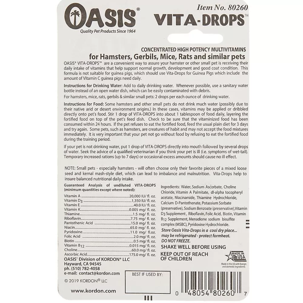Health & Grooming<Kordon Oasis® Vita-Drops High Potency Hamster Daily Multivitamins