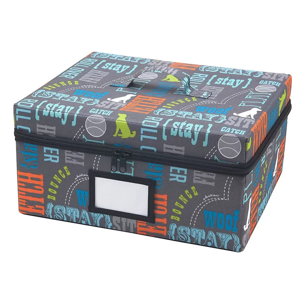 Storage<Paw Prints Fabric Word Design Zip-Up & Collapsible On-The-Go Storage Bin