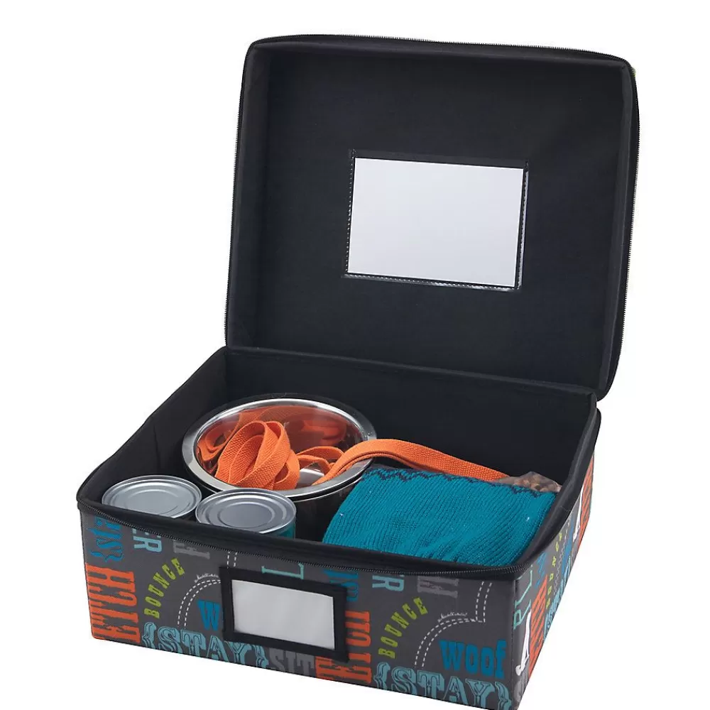 Storage<Paw Prints Fabric Word Design Zip-Up & Collapsible On-The-Go Storage Bin