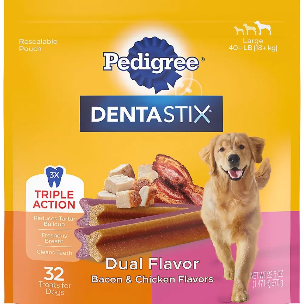 Dental Treats<Pedigree ® Dentastix Dual Flavor Large Breed Adult Dental Dog Treats - Bacon & Chicken