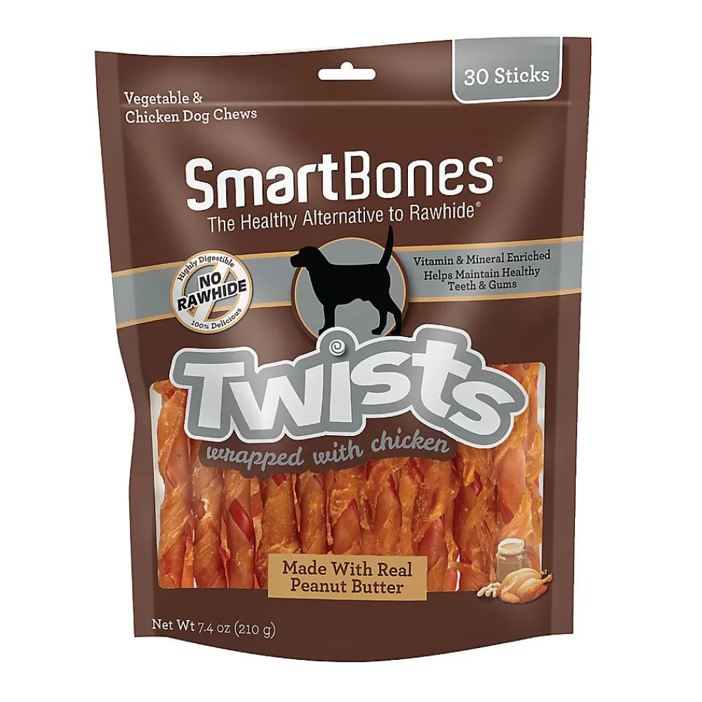 Bones & Rawhide<SmartBones ® Chicken Wrapped Twists Dog Treat - Peanut Butter