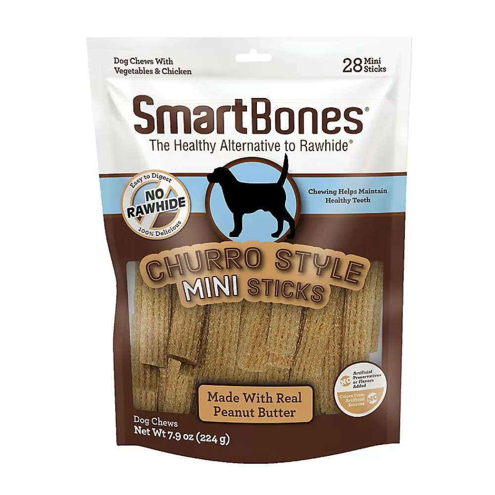 Bones & Rawhide<SmartBones ® Churro Style Mini Sticks Dog Treat - Peanut Butter