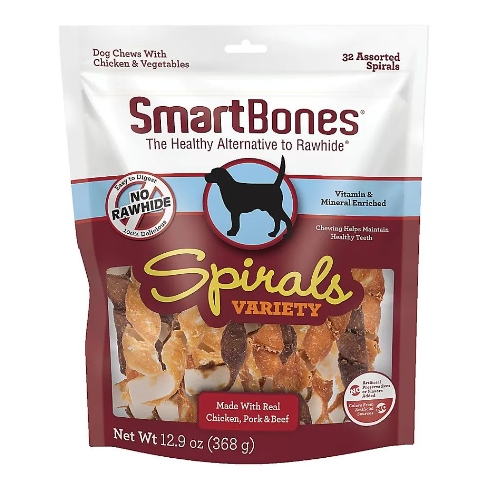 Bones & Rawhide<SmartBones ® Spirals Variety Dog Treat - Chicken, Pork & Beef